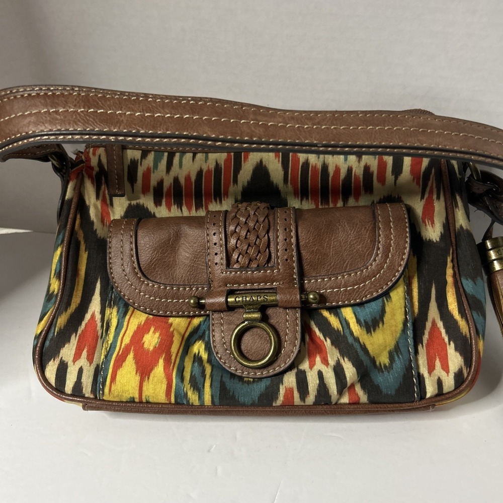 Chaps Multicolor Western Design Bag with Faux Leather Details